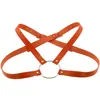 Oye Hombres y Mujeres Sexy Cuero PU Músculo del Pecho Correas para los Hombros Correas para el Vientre Punk Gótico Arnés Corporal Grande en Forma de O