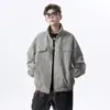 Chaqueta de cuero retro americana de trabajo, unisex, adecuada para primavera y otoño, chaqueta de aviador casual, elegante y genial, con cuello alto, marca de moda