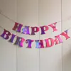 Bandera de Feliz Cumpleaños de una sola palabra, Bandera Colorida, Recorte Decoración para Fiesta de Cumpleaños Latte Art en Stock