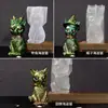 Amapola DIY Espejo de Resina Gato Mágico Soporte de Exhibición Gato Pirata Diabólico Llavero Molde de Silicona