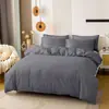 Ventas Directas de Fábrica Transfronterizo Amazon Color Sólido Cepillado Bicolor 90Gsm Funda de Edredón Funda de Almohada Juego de Cama de Tres Piezas