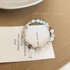 Pulseira de Contas de Pedra Shoushan com Contraste para Mulheres Verão Ins Design de Nicho Sentido de Design Pulseira Elástica Luxo Leve Celebridade da Internet Pulseira Elegante