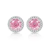 Transmisión en vivo súper ventas gemas coloridas corte princesa redondo bolsa aretes perno oro real galvanizado súper brillantes aretes de diamante de alto carbono una pieza dropshipping