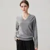 Suéter de cachemira para mujer, otoño e invierno, cuello en V, con flecos, lentejuelas, corte holgado, top de punto versátil