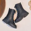 Botines cortos para niñas, nuevo modelo otoño e invierno 2026, botines estilo Martin negro británico, botines de cuero para niñas mayores y pequeñas, botines sencillos para niños