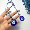 Diseñado Especialmente para el Ojo del Diablo, Cruz Turca Azul con Incrustaciones de Diamantes, Colgante Decorativo de Buena Suerte, Adorno para Colgar en el Coche, Adorno para Colgar en la Bolsa