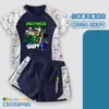 Traje de baño de Minecraft para niños, Traje de baño de dos piezas de manga corta para niños mayores, Conjunto de traje de baño de secado rápido 7