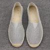 Sapatos de Palha com Solado de Linho Artesanais de Verão para Homens, Slip-On Sapato de Pescador Preguiçoso, Sapatos Individuais Casuais Respiráveis Absorventes de Suor, Sapatos de Lona