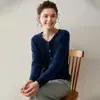 Cárdigan Azul Marino Suave y Acogedor de Cuello en V Suéter de Punto Holgado Ropa de Abrigo Versátil Cuello Suéter de Forro Polar de Cachemira Cárdigan para Mujer