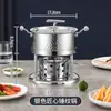 Mini Fondue Individual Comercial, Una Olla por Persona, Estufa de Alcohol Doméstica para Exteriores, Fondue Rotatorio de Aceite Líquido