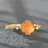 [Naranja Azucarada] Anillo de Diamante de Piedra Tarfanta tipo Azúcar para Mujer Chapado 925 Corte Retro Nicho Estilo Hong Kong