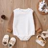 Ropa de punto para bebé de primavera y otoño transfronteriza, color de contraste, manga larga, unisex, cuello redondo, todo vale, suéter, enterizo para niños y niñas