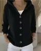 Cárdigan Sudadera con Capucha y Botones Estampado Floral Retro Transfronterizo Europeo y Americano para Mujer, Holgado, Casual, Manga Larga, Prenda Exterior