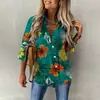 2026 Europeu e Americano Amazon Comércio Exterior Transfronteiriço Verão Novo Camisa Cardigan Feminino Manga Longa Solta Tamanho Grande Estampada em 3D