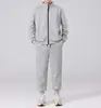 Nuevo conjunto de algodón con cremallera, cárdigan con cuello alto forrado de polar, pantalones de chándal de corte holgado, chaqueta engrosada para otoño e invierno, pantalones deportivos tipo jogger para hombre