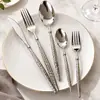 Cuchillo, Tenedor y Cuchara de Acero Inoxidable 304 Estilo Europeo Patrón Martillo de Ballet Gama Alta Hotel Restaurante Vajilla Occidental Cuchara de Postre Cuchillo y Tenedor para Bistec