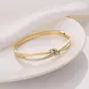 Nova Joia Pulseira Laço Totalmente Cravejada em Diamante Feminina Aço Titânio Clássico Ouro Rosa Aberta High-End Pulseira Joias Atacado