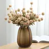 Flor artificial dente-de-leão haste única com 5 cabeças de crisântemo pompom, flor artificial pequena bola espinhosa, adereços para fotografia de casamento, decoração de casa atacado