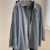 Camisa Flanela Xadrez Azul Vintage 2026, Camisa Casual Solta de Manga Longa, Jaqueta Feminina, Novo Top para Primavera e Outono