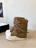 Pantalones adelgazantes con hebilla de cinturón, botas altas de invierno que aumentan la altura para mujer, con tachuelas, plataforma, suela gruesa, cálidas, nuevas 2026, estilo vintage