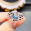 Anillo Popular de Topacio Natural al por Mayor de Fábrica Plata S925 Incrustado Piedra Principal 5*7 Joyería de Lujo Venta Directa de Fábrica