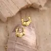 Pendientes Hidráulicos Geométricos Irregulares Martillados de Acero Inoxidable Europeos y Americanos Transfronterizos, Pendientes de Botón Minimalistas de Moda y Accesorios