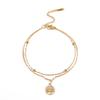 Cross-border quente venda de moda simples joias presente oco pequena árvore de camada dupla empilhada elegante pulseira de aço inoxidável das mulheres