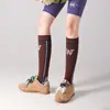 Calcetines de compresión para pantorrilla con diseño de línea color-blocking y degradado para mujer, primavera y verano, calcetines deportivos de compresión de nailon de secado rápido para ciclismo, running y salto