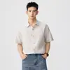 Camisa de Manga Corta con Textura Plisada de Tencel Estilo Verano 2026 Camisa Sencilla para Hombre Ropa de Trabajo Casual para Hombre Top