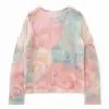 Elegante suéter de mohair com gradiente para mulheres com top de tricô vazado com contas, novo cardigã feminino outono 2026
