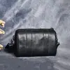 Bolsa Transversal Masculina de Couro Crazy Horse Vintage, Bolsa Cilíndrica, Bolsa de Ombro Simples, Bolsa Mensageiro de Grande Capacidade, Mochila Casual Tendência para Homens