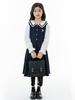 Vestido de Otoño para Niña, Estilo Preppy Vestido de Princesa, Cuello Marino, Color de Contraste Uniforme Escolar Primaria Vestido, Vestido de Manga Larga para Niños Grandes