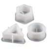 Amapola DIY Resina de Cristal Seis Caras Redondo Triángulo Rayado Yeso Almacenamiento Maceta Molde de Silicona