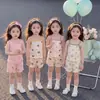 Novos Pijamas Infantis Verão Fofo Desenho Animado Menina Alça Fina Regata Shorts Conjunto Menina Bebê Roupas de Casa Moderno