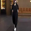 Conjunto de Tencel casual e moderno para mulheres, conjunto estiloso de verão plus size para mães, conjunto de duas peças com calças Harem elegantes de manga curta e modelagem solta