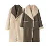 Fornecimento Atacadista Amazon Moda Feminina Outono 2024 Estilo Europeu e Americano Casaco Longo Reversível Dupla Face com Lapela Grande
