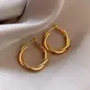 Brincos Redondos Geométricos de Metal Minimalistas Franceses Argola de Luxo Leve High-End Moda Versátil Brincos Atacado