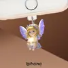 Tapón de Polvo para Teléfono Móvil de Acrílico con Alas Moradas de Pequeño Ángel Popular Transfronterizo, Compatible con Iphone/Typ