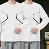 [Compra uno y llévate otro gratis] Camiseta de manga larga fina de otoño para hombre, elástica, corte holgado, informal moderna con cuello redondo, camiseta básica