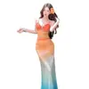 Vestido de Malla con Tirantes y Estampado Elegante, Estilo Veraniego de Resort, Sensación de Alta Gama, Corte Entallado, Huecos, Vestido Largo Bodycon para Mujer