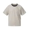 Yidao Vintage 2026 Verão Novo Japonês Retrô High-End Color Block Gola Redonda Casual Solta Unissex Manga Curta Camiseta