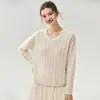 Suéter de Punto Baicai Velvet Sheep 2026 Otoño/Invierno Nuevo, Cuello en V, Corte Holgado, Adelgazante, Disimula, Manga Larga Hueca, Versátil y Elegante