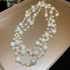 Colar Francês Retro de Zircônia Pérola Gota d'Água Camada Dupla Luxo Leve High-End Versátil Corrente para Suéter Colar Simples Personalizado