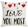 Amazon nueva funda de almohada de lino estampada para el Día de San Valentín venta caliente transfronteriza LOVE funda de cojín para sofá estilo nórdico para el hogar