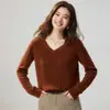 Suéter de Cachemira con Cuello en V 2026 Otoño/Invierno Nuevo para Mujer Tejido de Punto Trenzado Capa Base Estilo Dulce Color Sólido Suéter Cálido