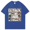 T-shirt Estampa Animal Cão Gato Tamanho Europeu Nova Masculina e Feminina Verão Manga Curta Solta Hip-Hop Street T-shirt Top 2024