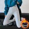 Leggings de outono e inverno tamanho grande para mulheres, peça externa, com forro de veludo, canelados, cintura alta, justos, quentes, 200kg