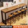 Mesa de Bar de Madera Maciza, Mesa Estrecha Sencilla para Uso Doméstico Montada en la Pared del Balcón, Mesa Larga de Patas Altas y Juego de Sillas para Tienda de Té de Leche