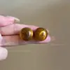Pendientes de Bola Difuminada Ojo de Gato Estilo Retro de Hong Kong para Mujer, Pendientes de Nicho de Gama Alta Estilo Maillard, Pendientes Elegantes de Moda