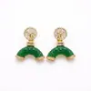 Pendientes de Segunda Mano de Qingdao Estilo Chino Nuevo Incrustados con Diamantes Verdes Lujo Ligero Moda Versátil Sensación de Alta Gama Pendientes de Temperamento Estilo Chino para Mujer
